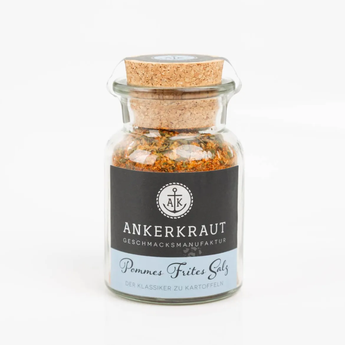Pommes Frites Salz Gewürzmischung im Glas 130g mit Korkdeckel von Ankerkraut