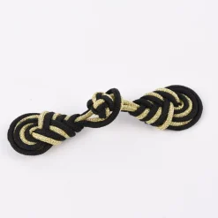 Posamentenverschluss Knebelverschluss Polyester schwarz gold 7,5x1,7cm