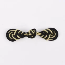 Posamentenverschluss Knebelverschluss Polyester schwarz gold 7,5x1,7cm