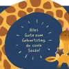 Postkarte ALLES GUTE ZUM GEBURTSTAG Giraffe blau gelb 105x148mm von Grafik Werkstatt