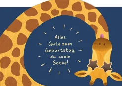 Postkarte ALLES GUTE ZUM GEBURTSTAG Giraffe blau gelb 105x148mm von Grafik Werkstatt