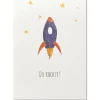 Postkarte aus Pappe Du rockst Rakete weiß blau A6 von KEITCARDS