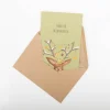 Postkarte aus Pappe Fröhliche Weihnachten Hirsch hellgrün A6 von KEITCARDS