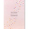 Postkarte aus Pappe Herzlichsten Glückwunsch Konfetti rosa bunt A6 von KEITCARDS