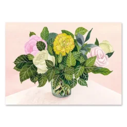 Postkarte Blumenstrauß rosa grün gelb 10,5x14,5cm