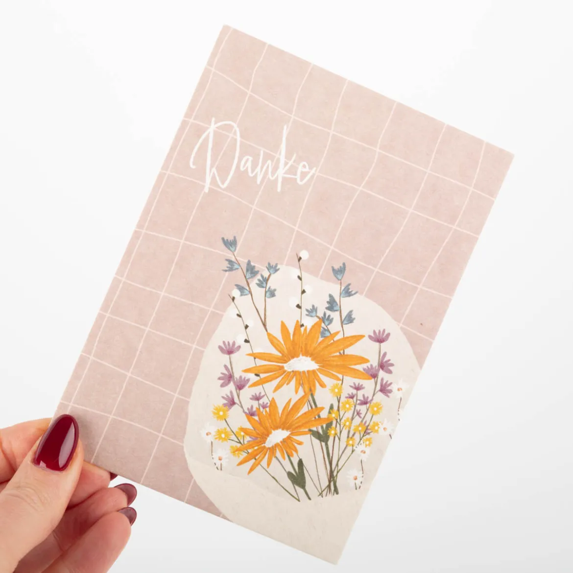 Postkarte Danke Blumenstrauß aus Pappe A6 von KEITCARDS