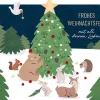 Postkarte Frohes Weihnachtsfest Tierweihnacht 105x148mm mit Goldveredelung von Grafik Werkstatt