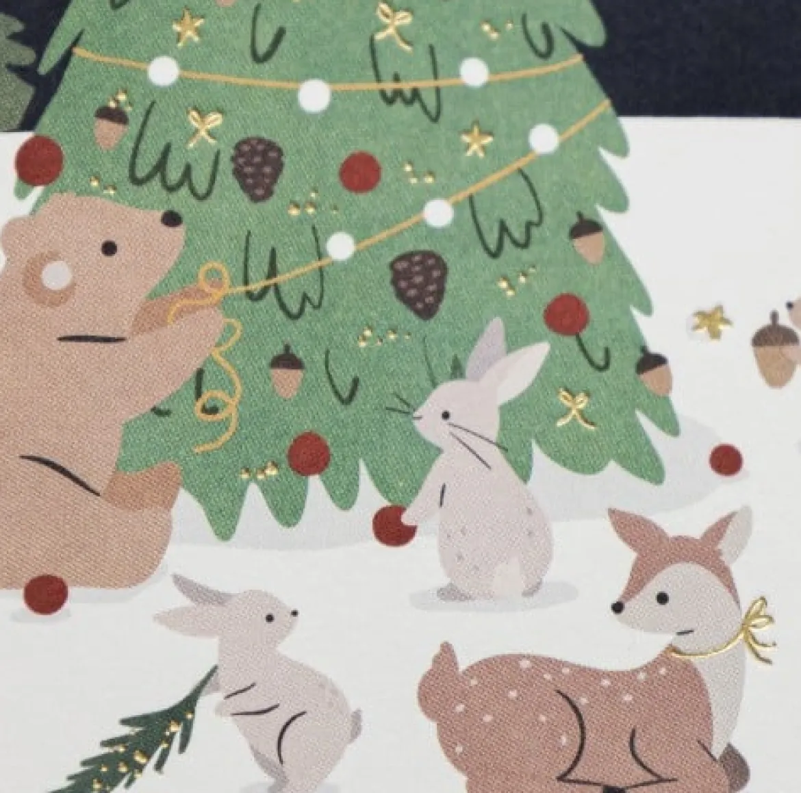 Postkarte Frohes Weihnachtsfest Tierweihnacht 105x148mm mit Goldveredelung von Grafik Werkstatt