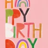 Postkarte HAPPY BIRTHDAY bunte Lettern rosa 105x148mm von Grafik Werkstatt