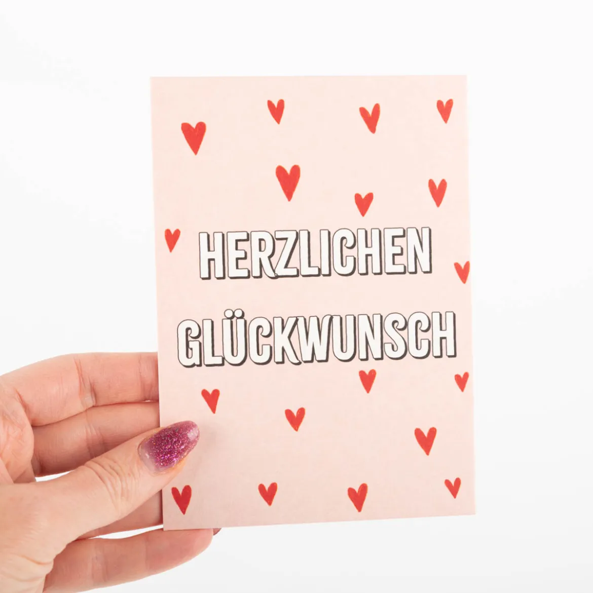 Postkarte Herzlichen Glückwunsch mit roten Herzen A6 von KEITCARDS