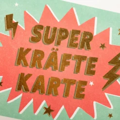 Postkarte SUPERKRÄFTEKARTE 105x148mm mit Goldveredelung von Grafik Werkstatt