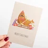 Postkarte Weihnachtswalross auf Schlitten aus Pappe A6 von KEITCARDS