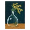 Postkarte Zweig Vase dunkelblau gelb braun 10,5x14,5cm