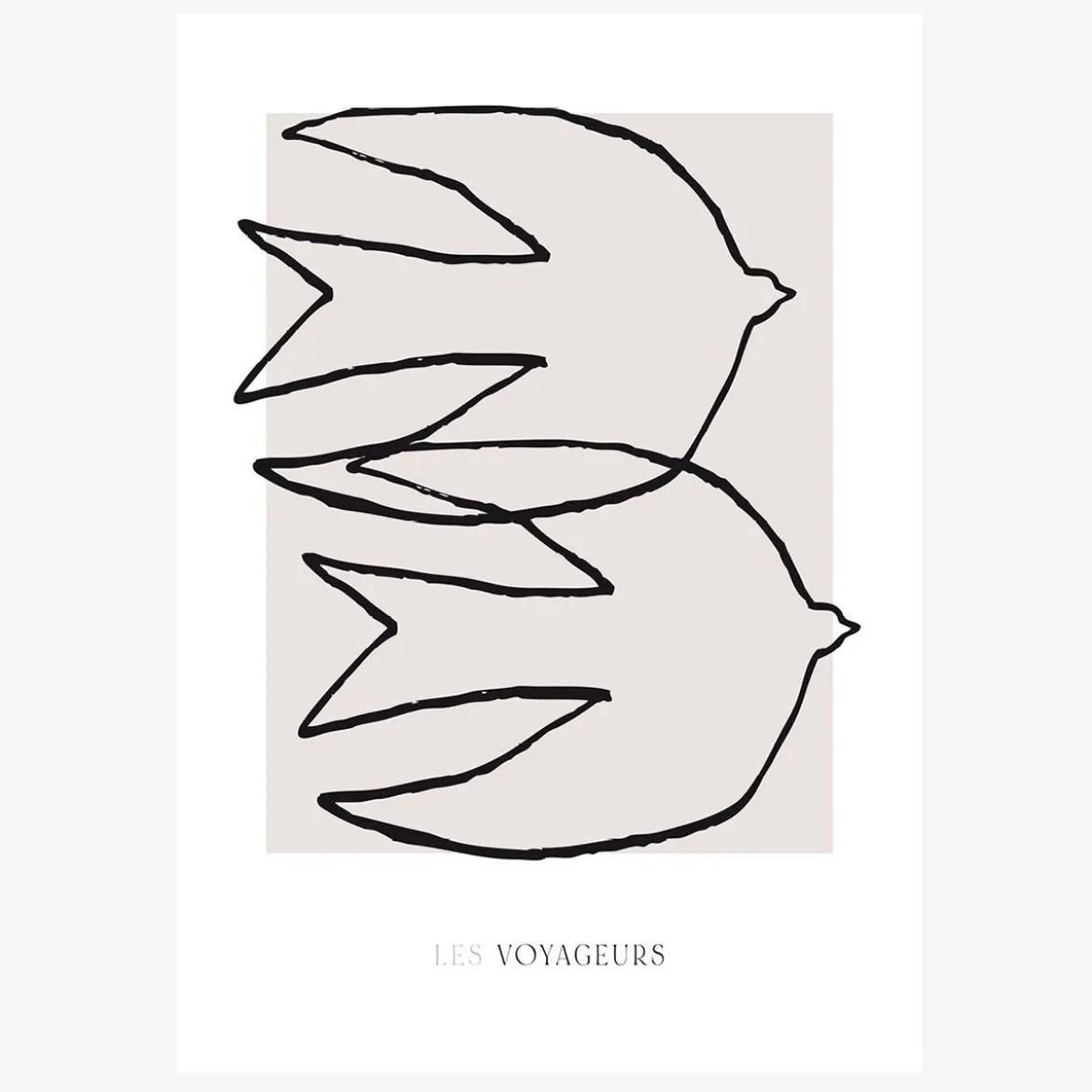 Print Les Voyageurs No. 1 Papier weiß rosa schwarz A5 oder A4
