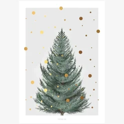 Print Tanne Papier weiß grün gold A5 oder A4