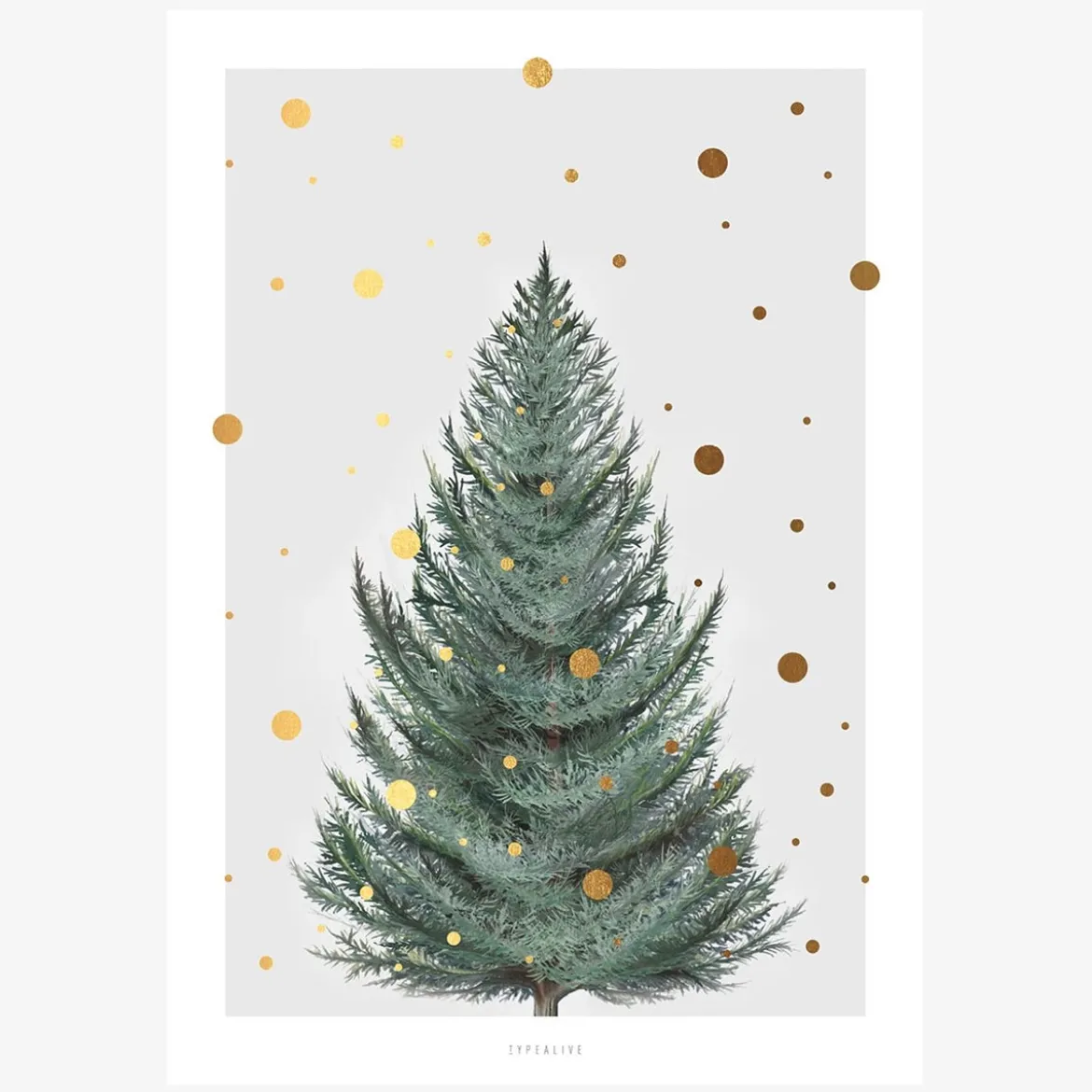 Print Tanne Papier weiß grün gold A5 oder A4