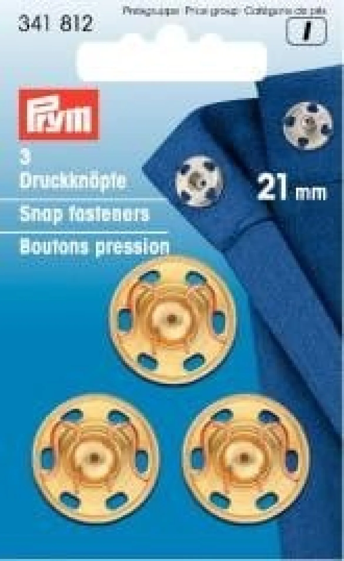 Prym 3 Annäh Druckknöpfe MS 21mm goldfarbig