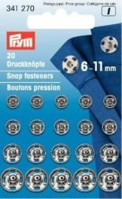 Prym 20 Annäh Druckknöpfe silberfarbig 6-11mm