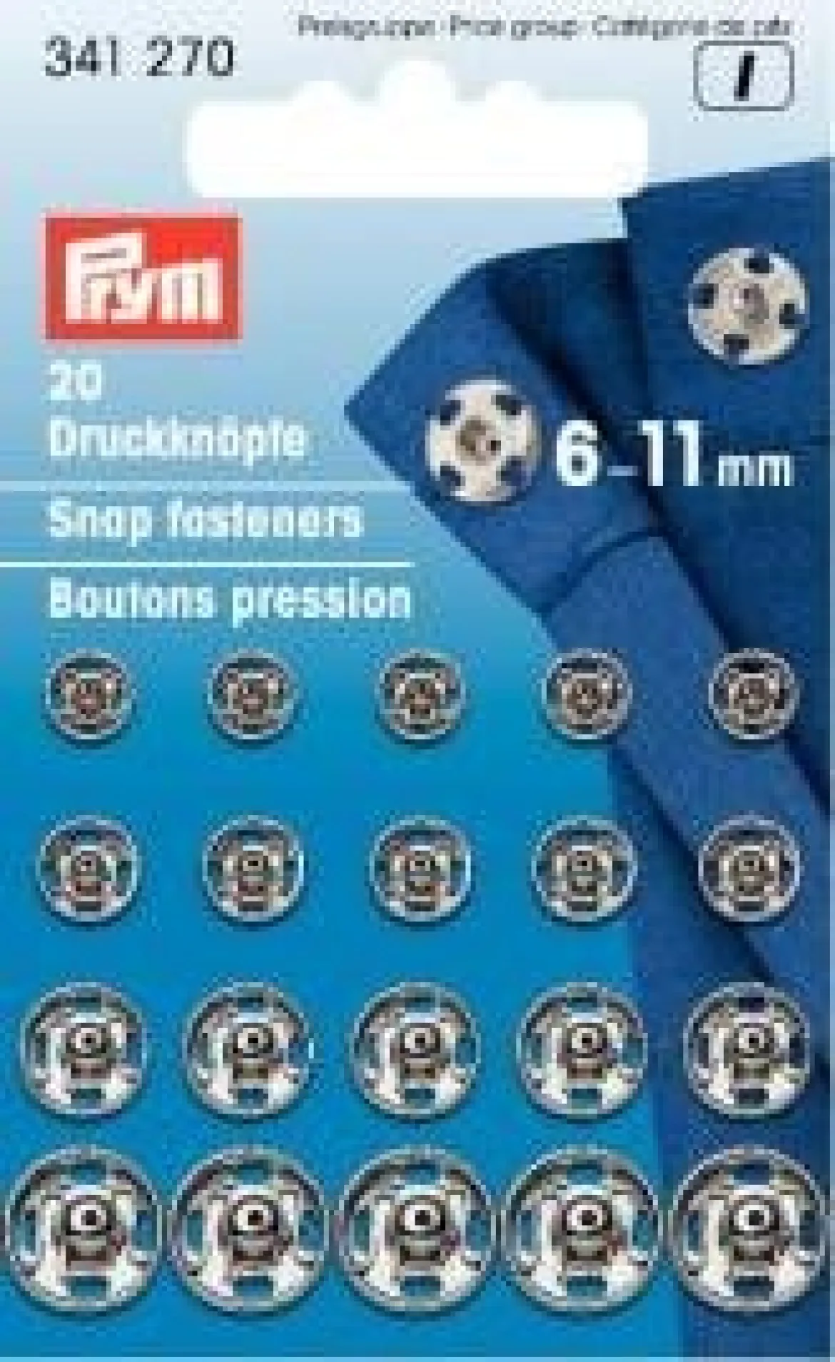 Prym 20 Annäh Druckknöpfe silberfarbig 6-11mm
