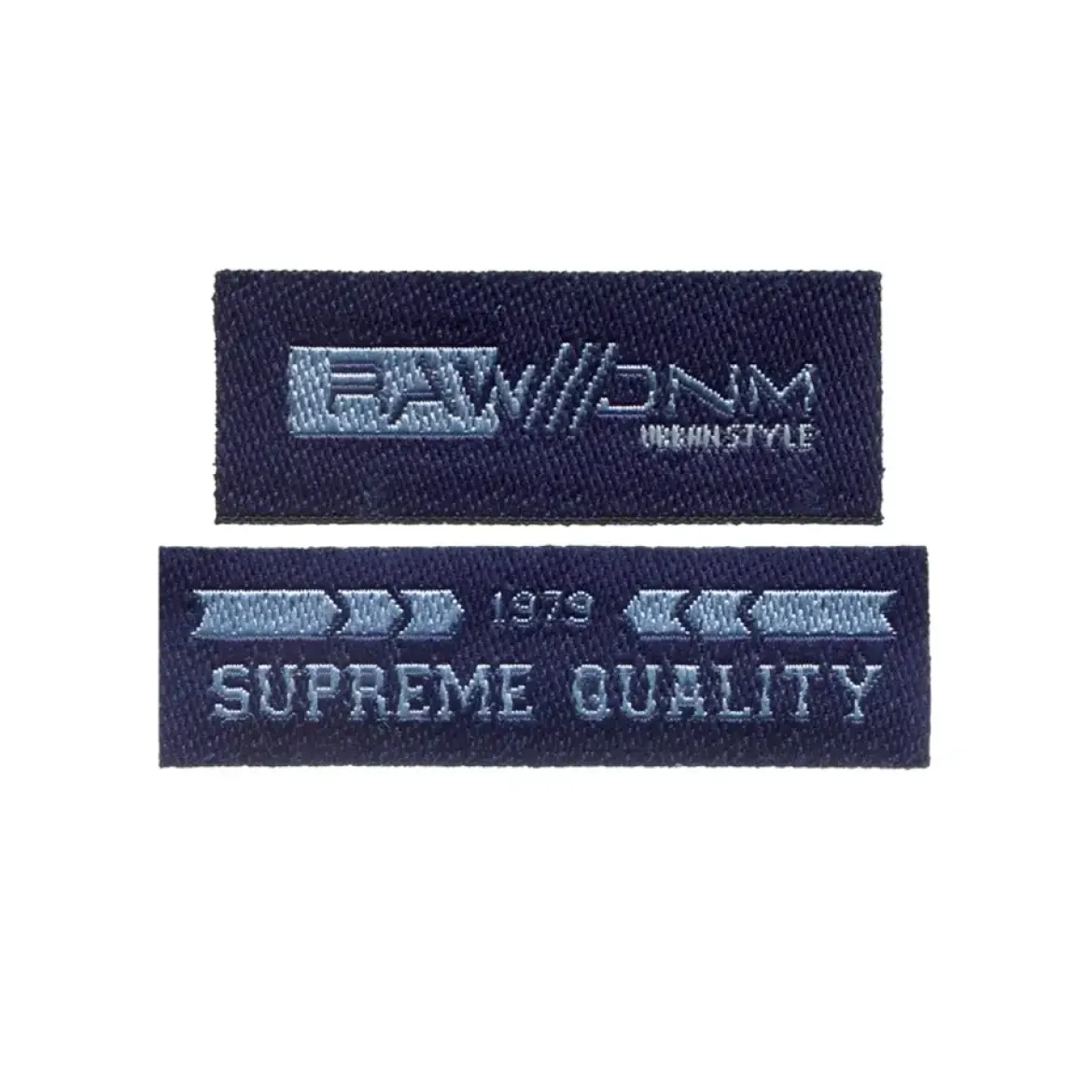 Prym Applikation aufbügelbar Label Supreme/Raw dunkelblau hellblau 2er Set
