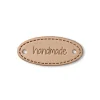 Prym Applikation Handmade Label Leder oval natur 5x2cm