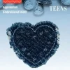 Prym Applikation Jeans Herz mit Blumen und Fransen