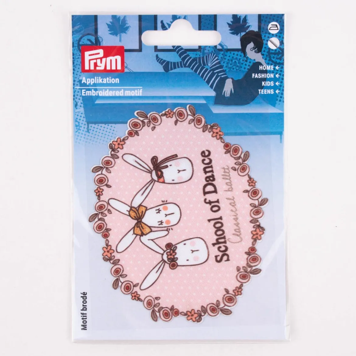 Prym Applikation School of Dance Hasen selbstklebend aufbügelbar rosa 78x95mm