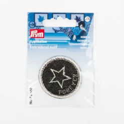 Prym Applikation Stern forever aufbügelbar aus Jeansstoff schwarz 42mm