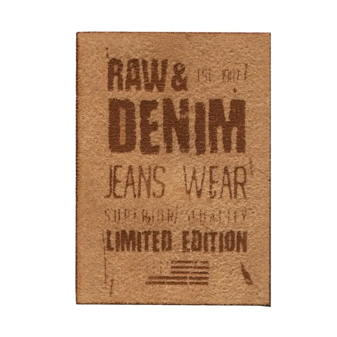 Prym Applikation Wildlederimitat aufbügelbar Label RAW&DENIM hellbraun dunkelbraun 5x7cm