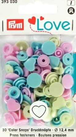 Prym Color Snaps Druckknöpfe Herz Ø12,4mm blau rosa grün 30 Stück