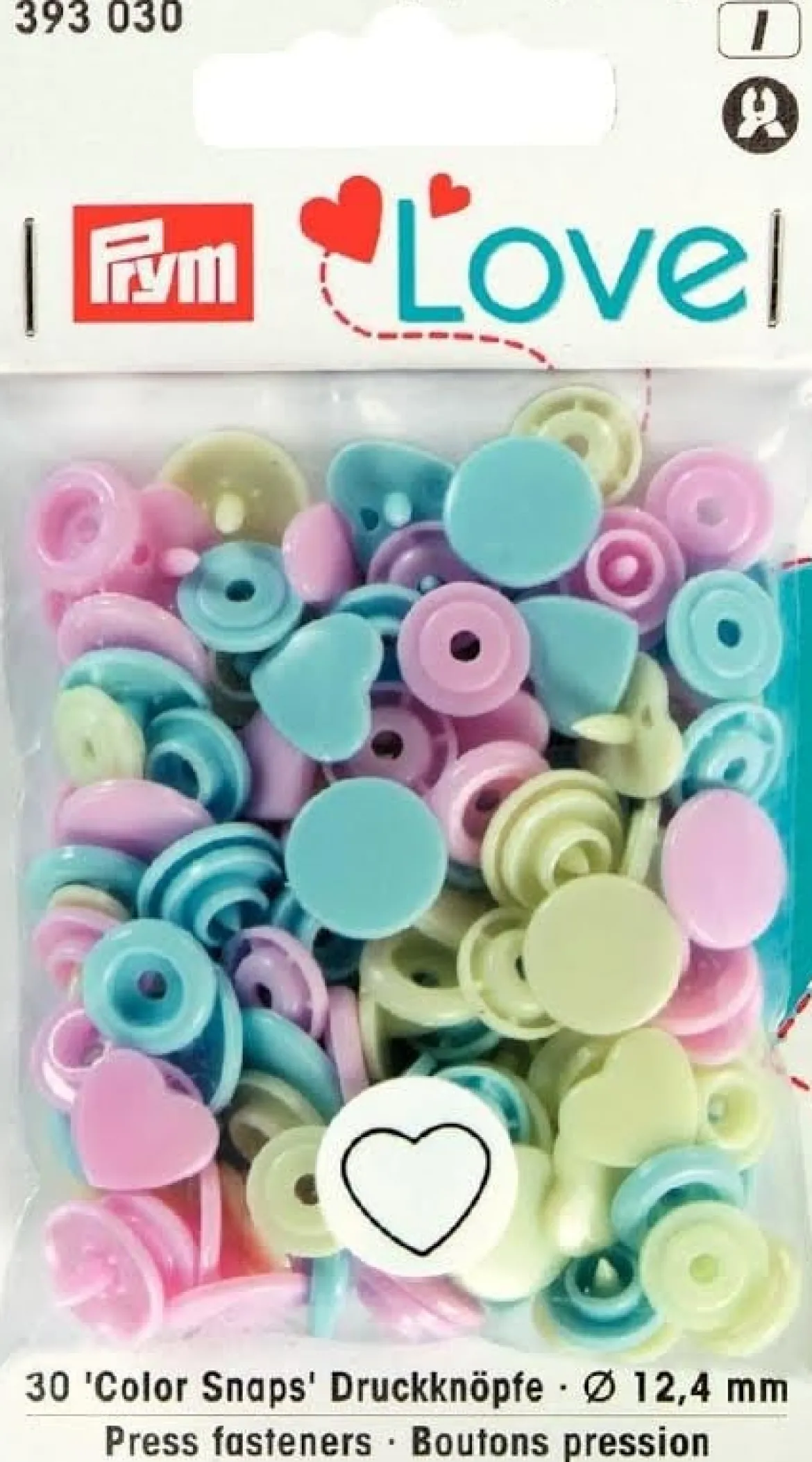 Prym Color Snaps Druckknöpfe Herz Ø12,4mm blau rosa grün 30 Stück