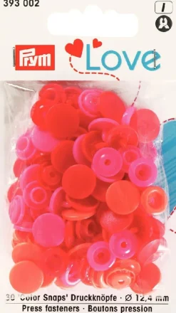 Prym Color Snaps Druckknöpfe Ø12,4mm pink rot orange 30 Stück