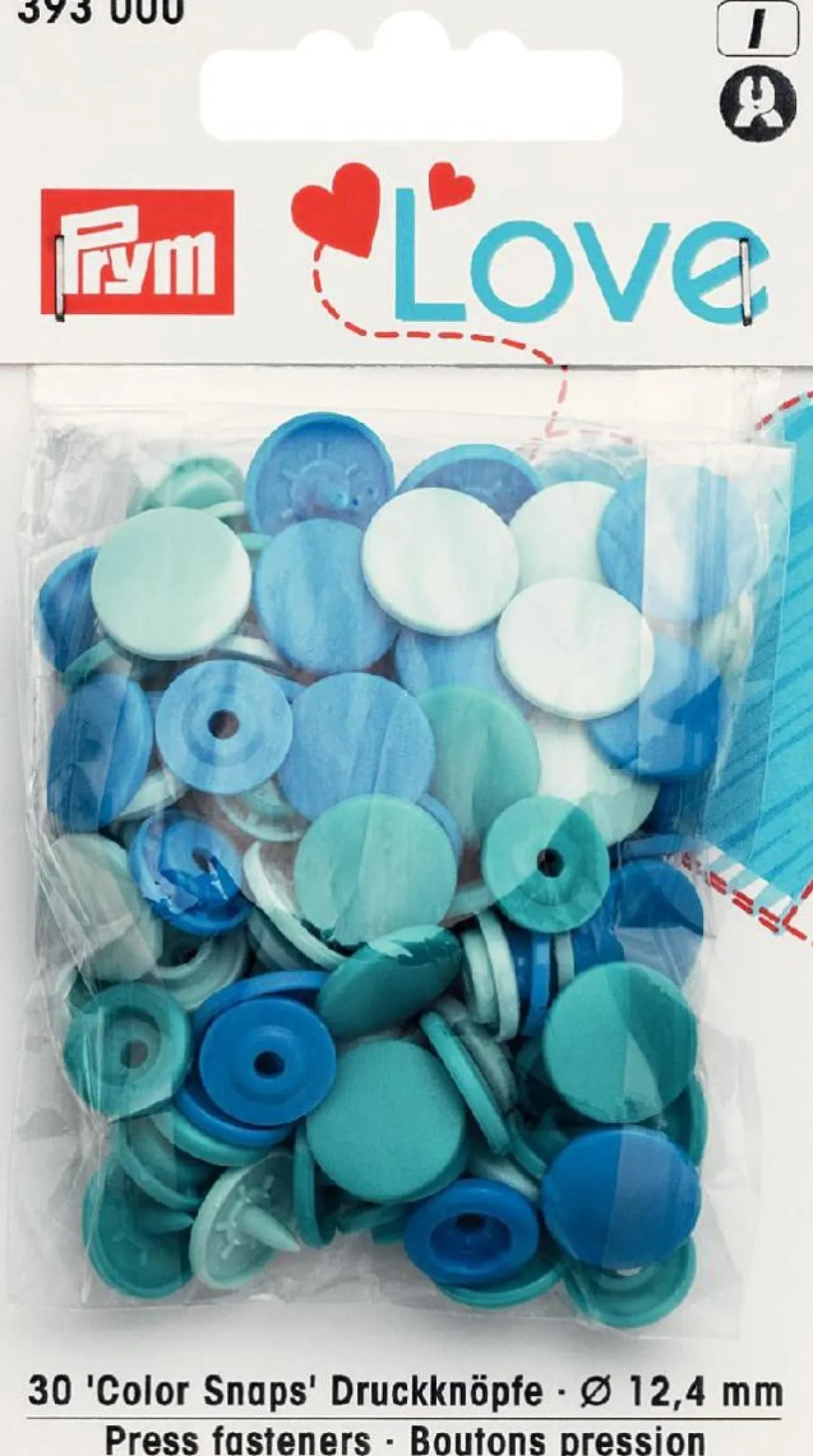 Prym Color Snaps Druckknöpfe Ø12,4mm blau Töne 30 Stück
