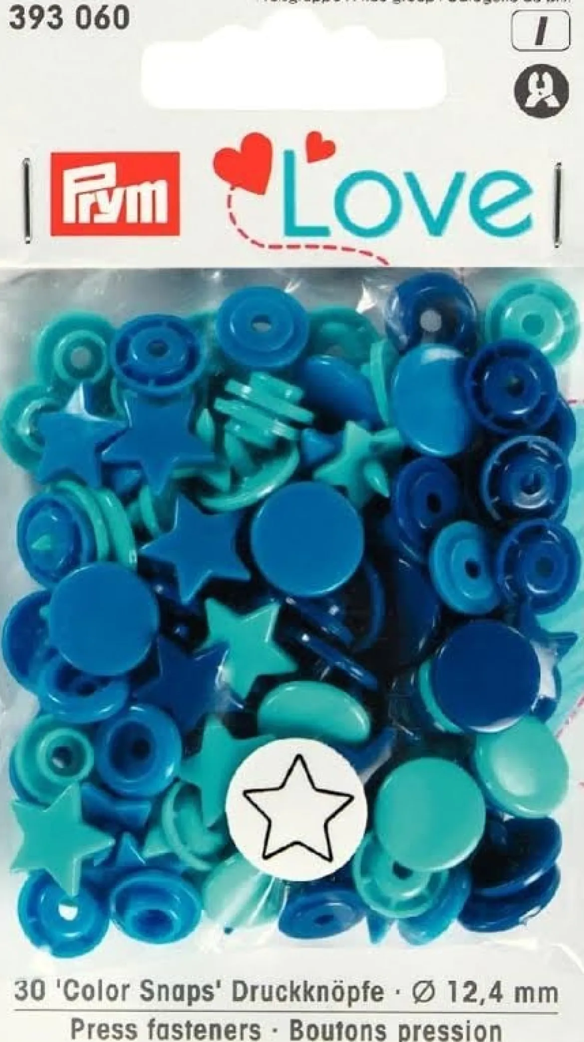 Prym Color Snaps Druckknöpfe Sterne Ø12,4mm blau türkis 30 Stück
