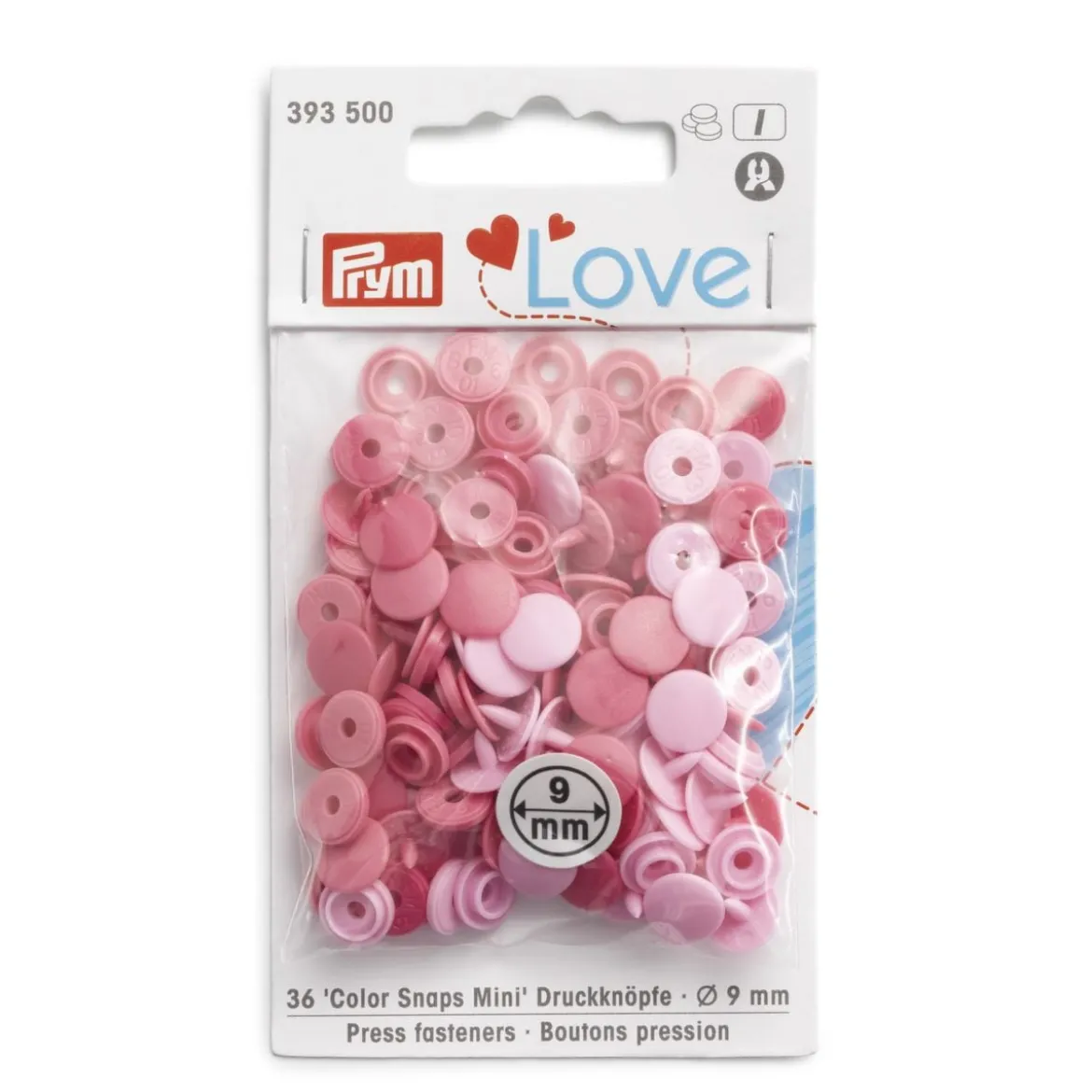 Prym Color Snaps Mini Druckknöpfe Kunststoff 9mm 36 Stück rosa und pink