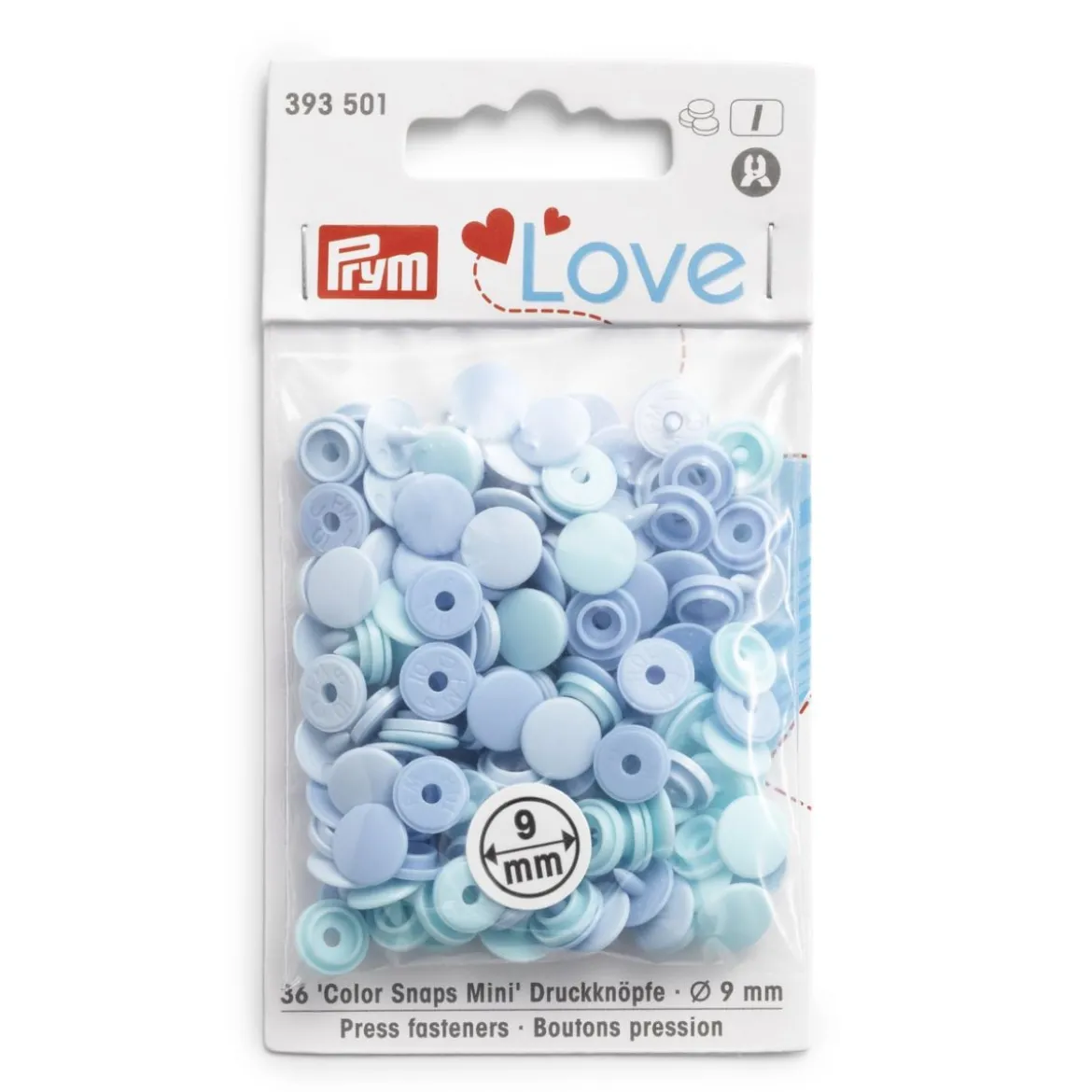 Prym Color Snaps Mini Druckknöpfe Kunststoff 9mm 36 Stück hellblau