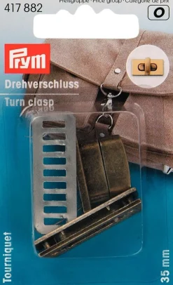 Prym Drehverschluss für Taschen altmessing 3,5x1,4cm