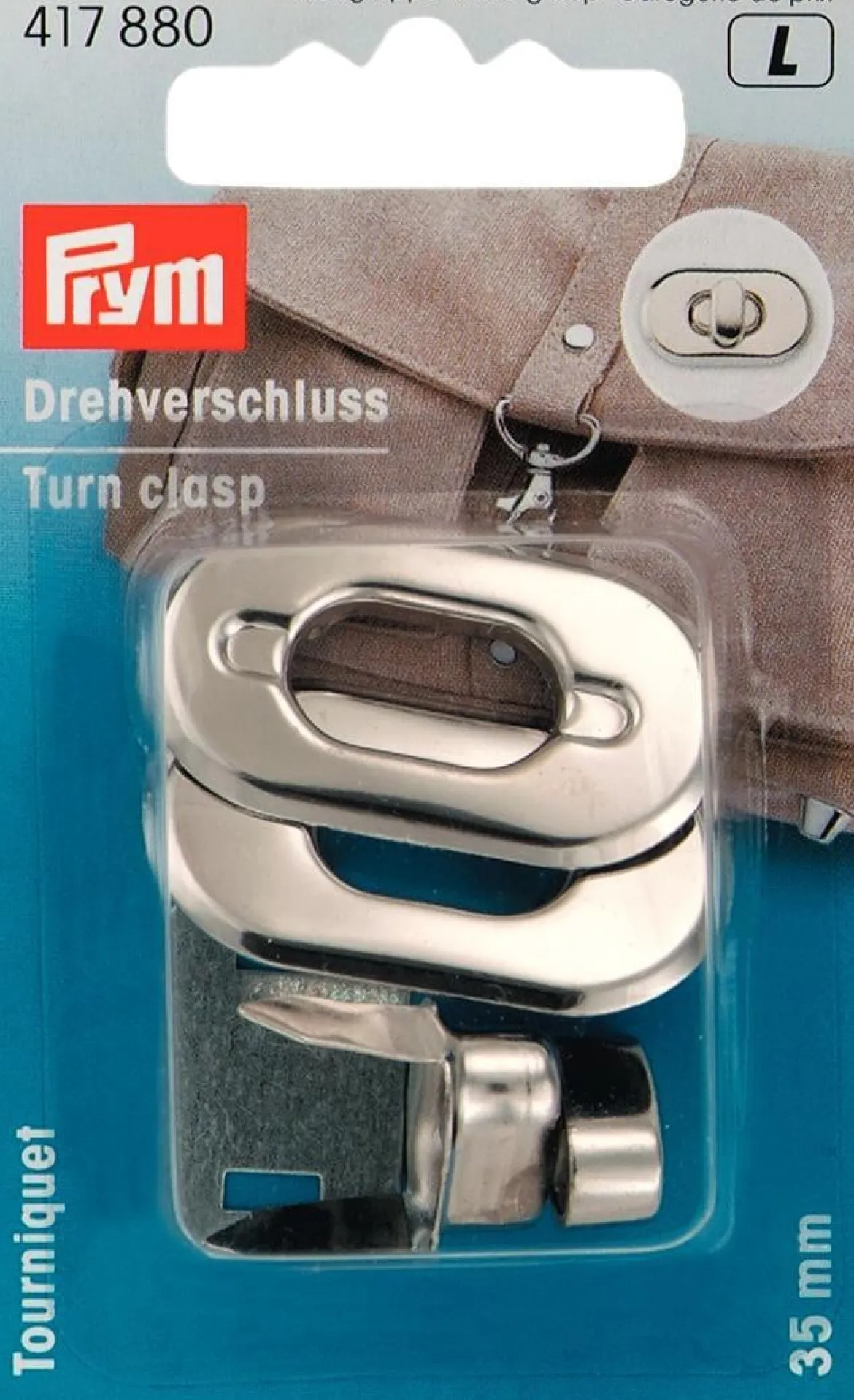 Prym Drehverschluss für Taschen silber 3,5x2cm