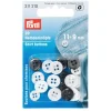 Prym Hemdenknöpfe Set 11+9mm schwarz weiß perlmutt 20 Stück