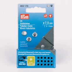 Prym Hohlnieten aus Messing silberfarbig Ø7,5mm für Stärke 3-4mm 25 Stück
