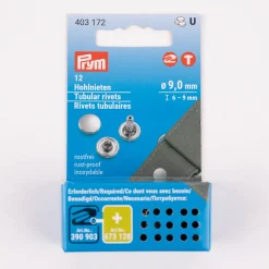 Prym Hohlnieten aus Messing silberfarbig Ø 9,0mm für Stärke 6-9mm 12 Stück