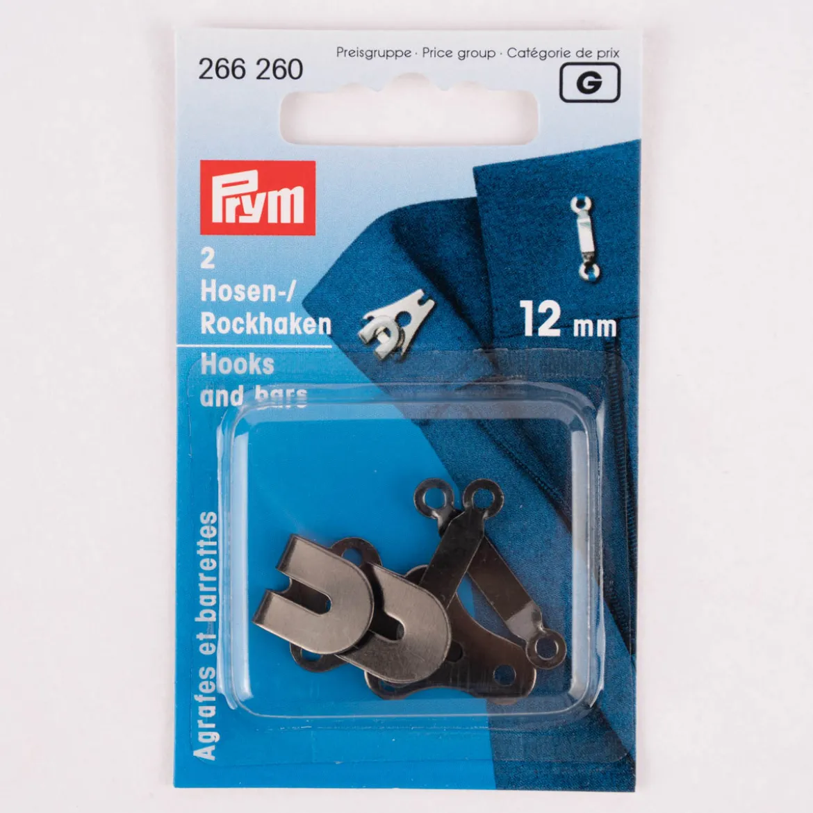 Prym Hosen- oder Rockhaken und Stege schwarz 12mm 2 Stück