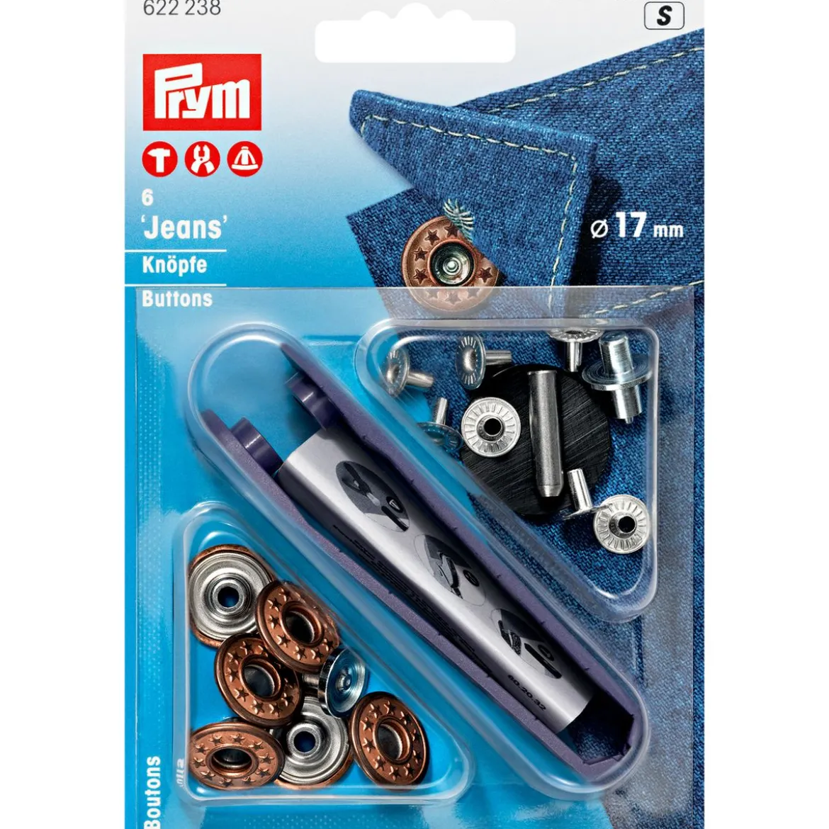 Prym Jeans Druckknöpfe Sterne offen Messing Ø17mm altbronzefarben 6 Stück