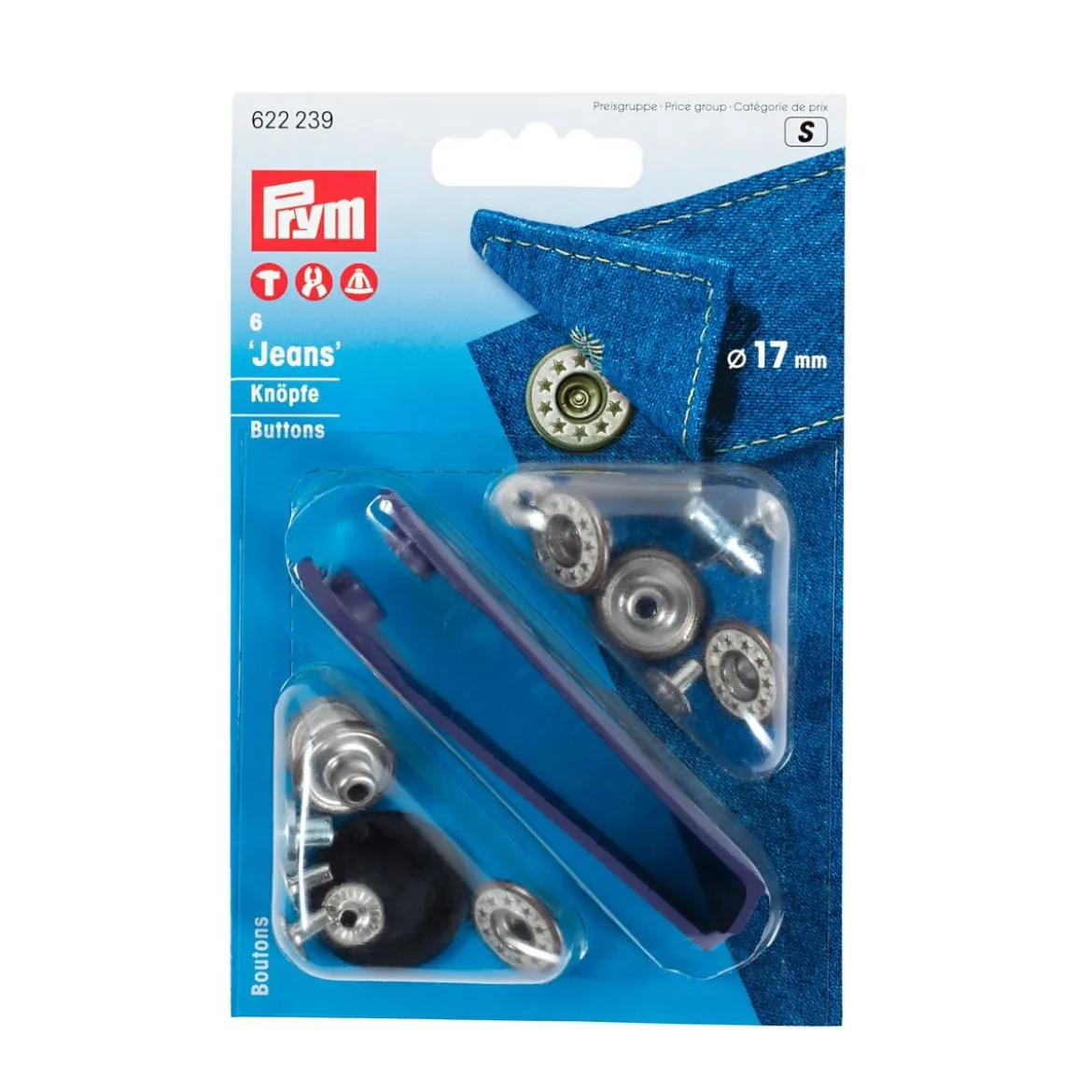 Prym Jeans Druckknöpfe Sterne offen Messing Ø17mm altmessing-mattweißfarben 6 Stück