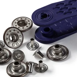 Prym Jeans Druckknöpfe Sterne offen Messing Ø17mm altmessing-mattweißfarben 6 Stück