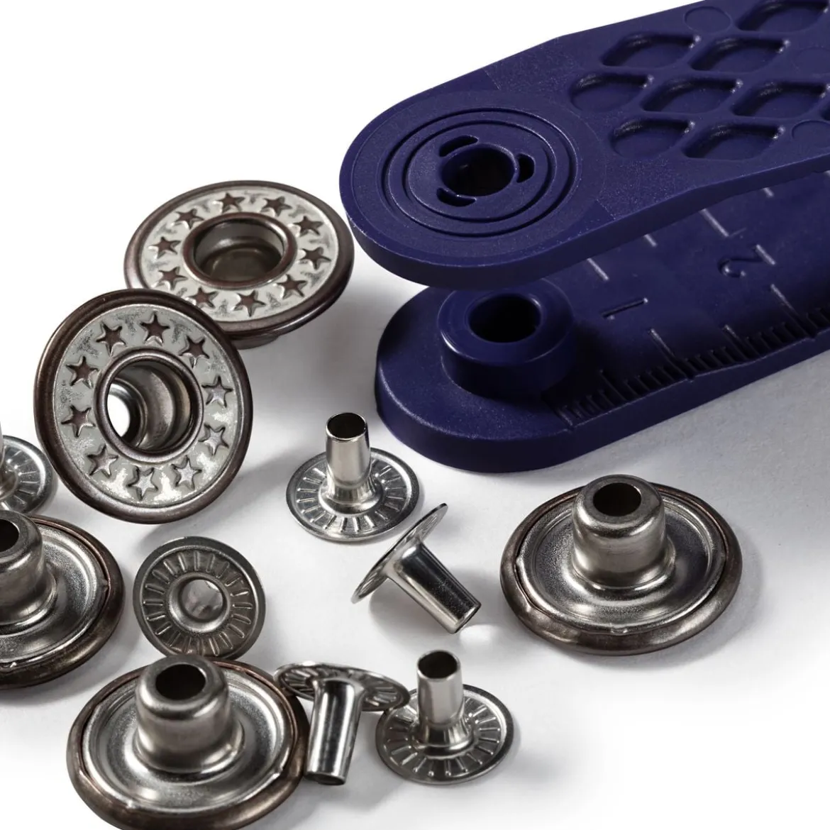 Prym Jeans Druckknöpfe Sterne offen Messing Ø17mm altmessing-mattweißfarben 6 Stück