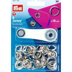 Prym Jersey Druckknöpfe Ring offen Messing Ø18mm silberfarbig 6 Stück
