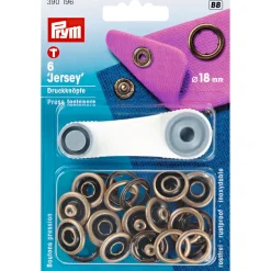 Prym Jersey Druckknöpfe Ring offen Messing Ø18mm altmessingfarben 6 Stück