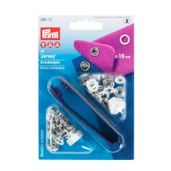 Prym Jersey Druckknöpfe Zackenring offen Messing Ø10mm weiß 10 Stück
