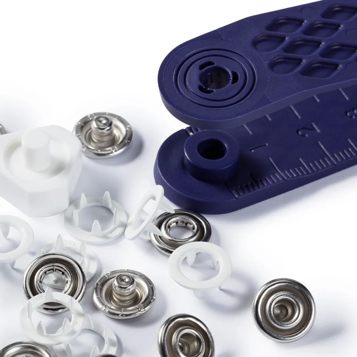 Prym Jersey Druckknöpfe Zackenring offen Messing Ø10mm weiß 10 Stück